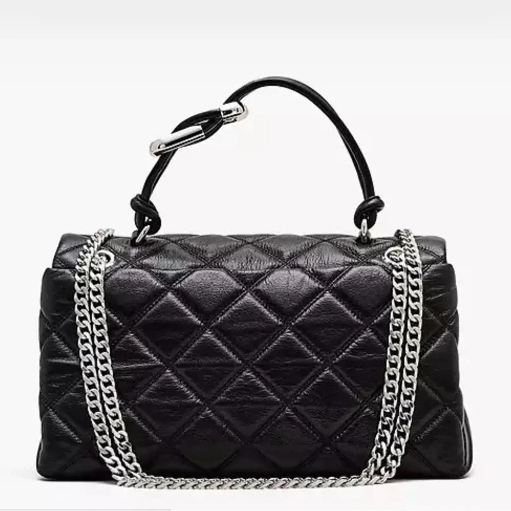 Black Quilted Leather Handbag - Picture 3 of 13